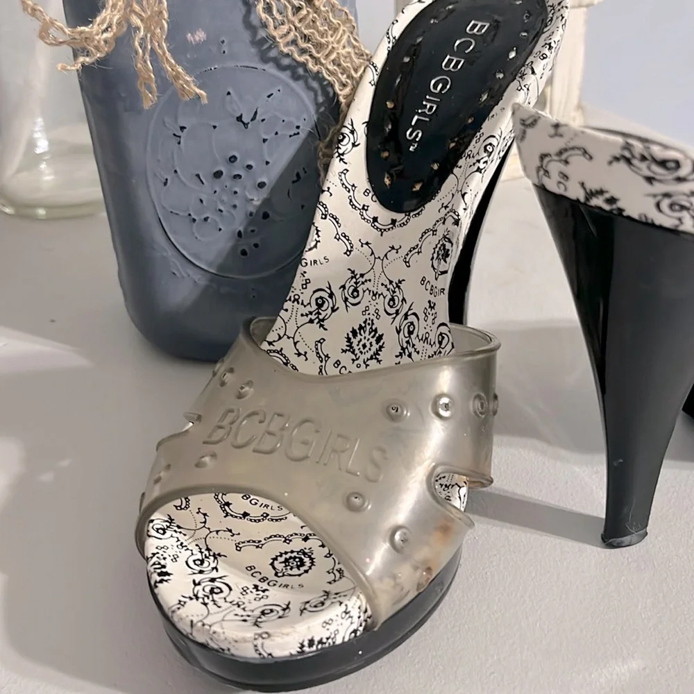 BCBG High Heels Slip On Shoes Open Toe Stilletto